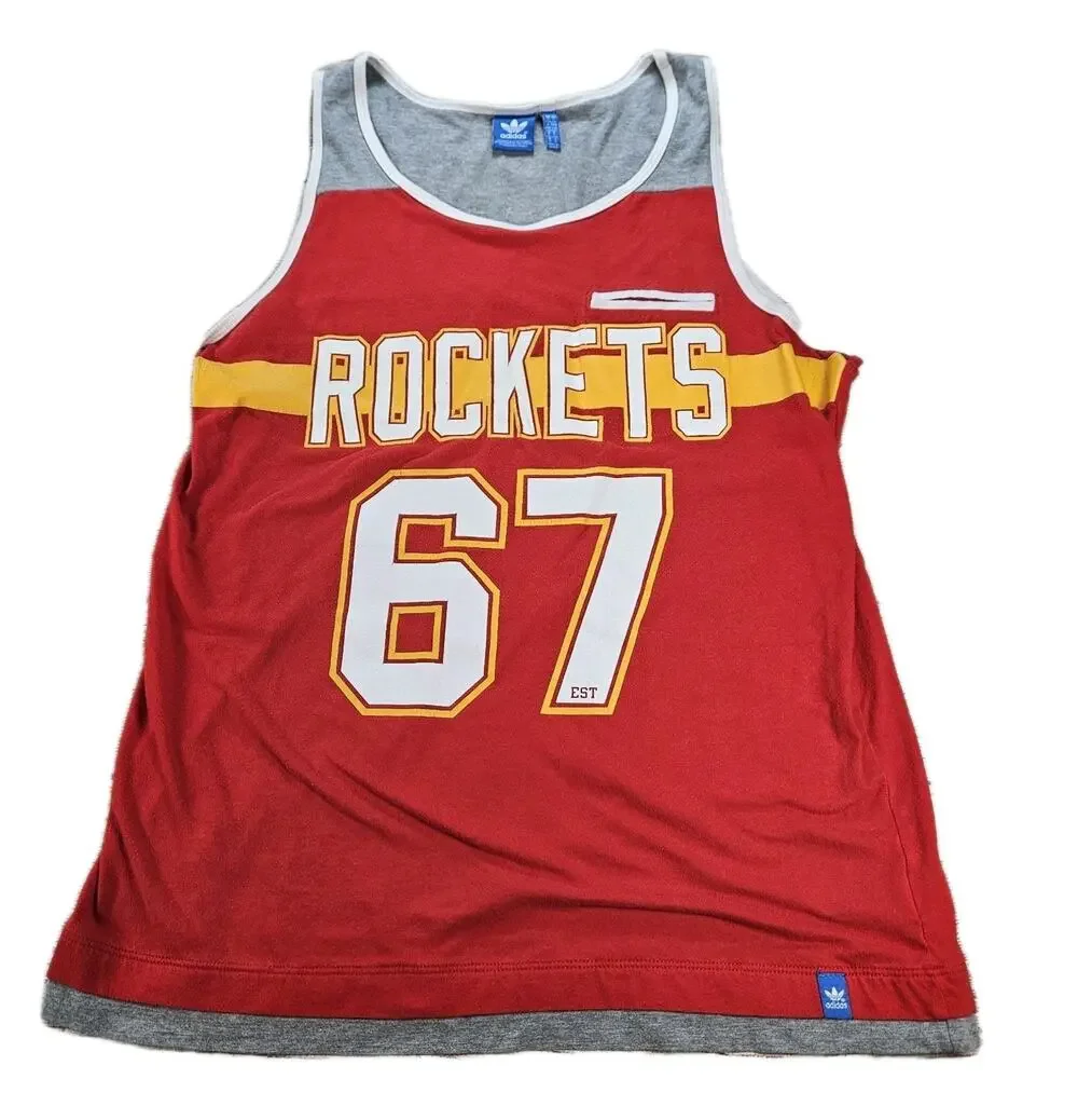 Vintage Adidas Houston Rockets Pocket Tank Top Shirt Mens Sz Large 67 Six Seven